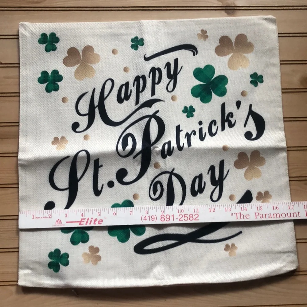 Happy St Patrick’s Day Shamrock Pillow‎ Cover NWOT